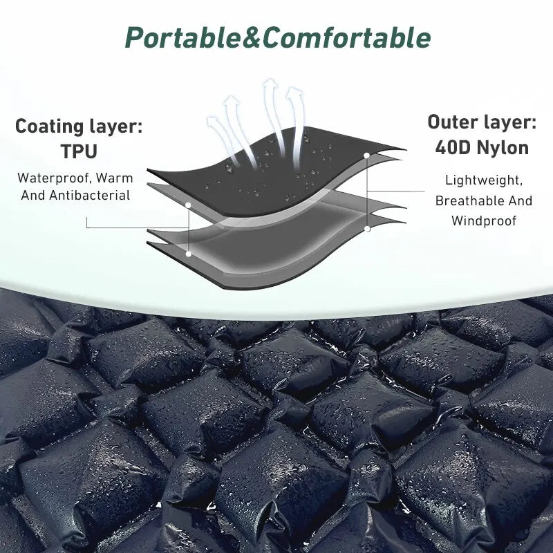 Ultralight Inflatable Camping Sleeping Pad, 550g for Travel