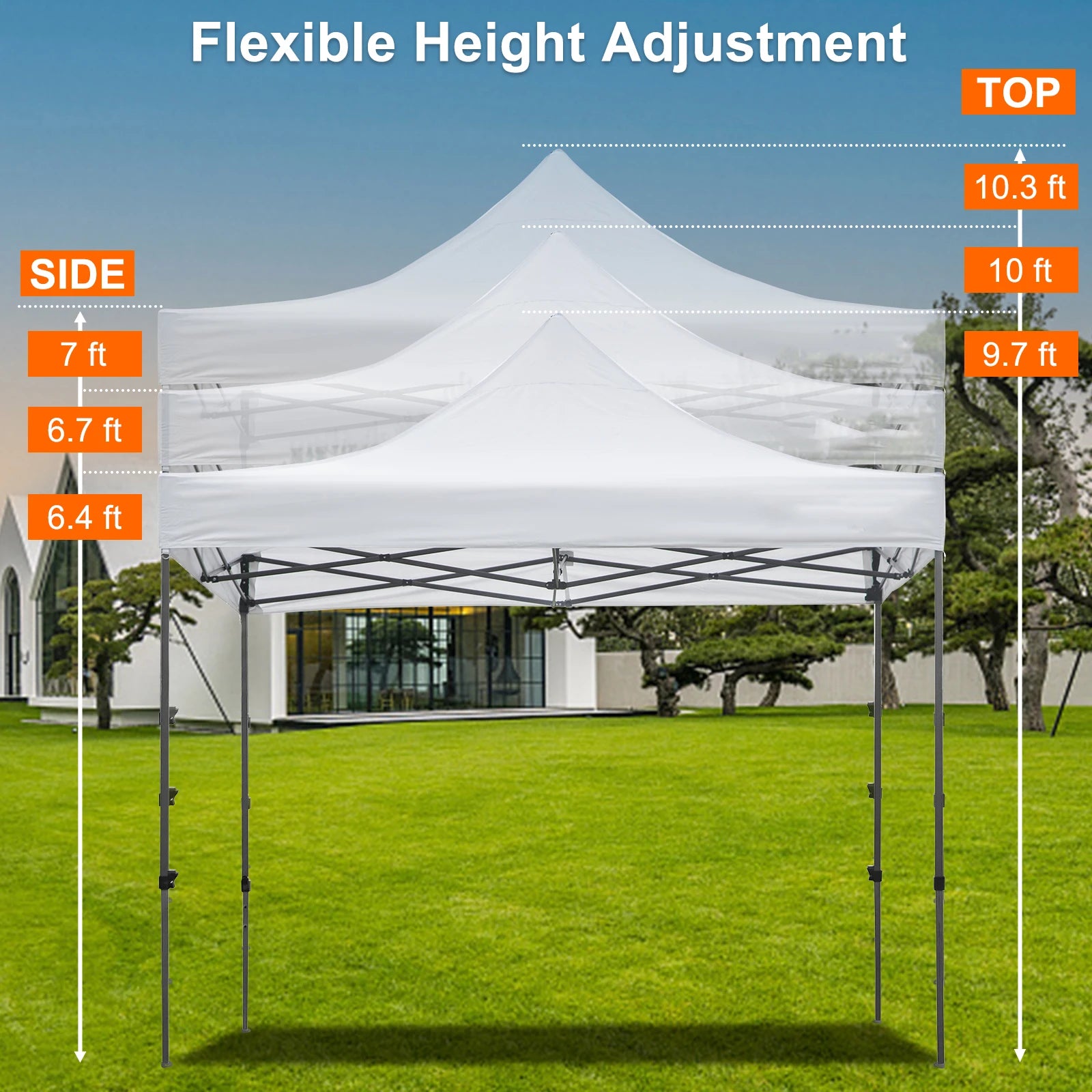 SucceBuy Tenda de Palco Pop Up 10x10 Alpendre ao Ar Livre com Paredes Laterais Removíveis e Bolsa com Rodas Abrigo Portátil Instantâneo para Festa/Acampamento