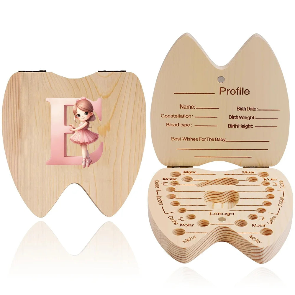 Wooden Baby-Tooth Keepsake Box, Letter Options