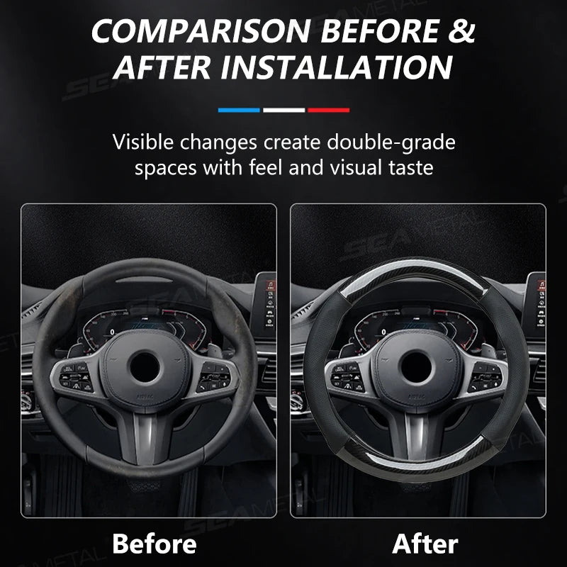 SEAMETAL Heavy-Duty Car Steering Wheel Cover Universal Steer Wheel Protector for 37-39cm Breathable Anti-Slip Protection Cover