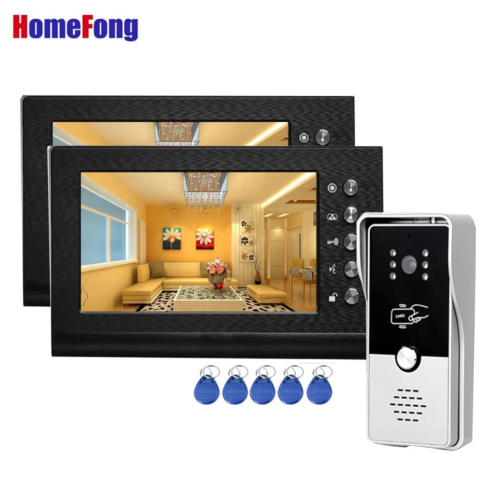 Homefong 7 Inch RFID Home Intercom Video Door Phone Doorbell with Camera Door Access Control Multiple Monitors Unlock Gate Spy-shop.com