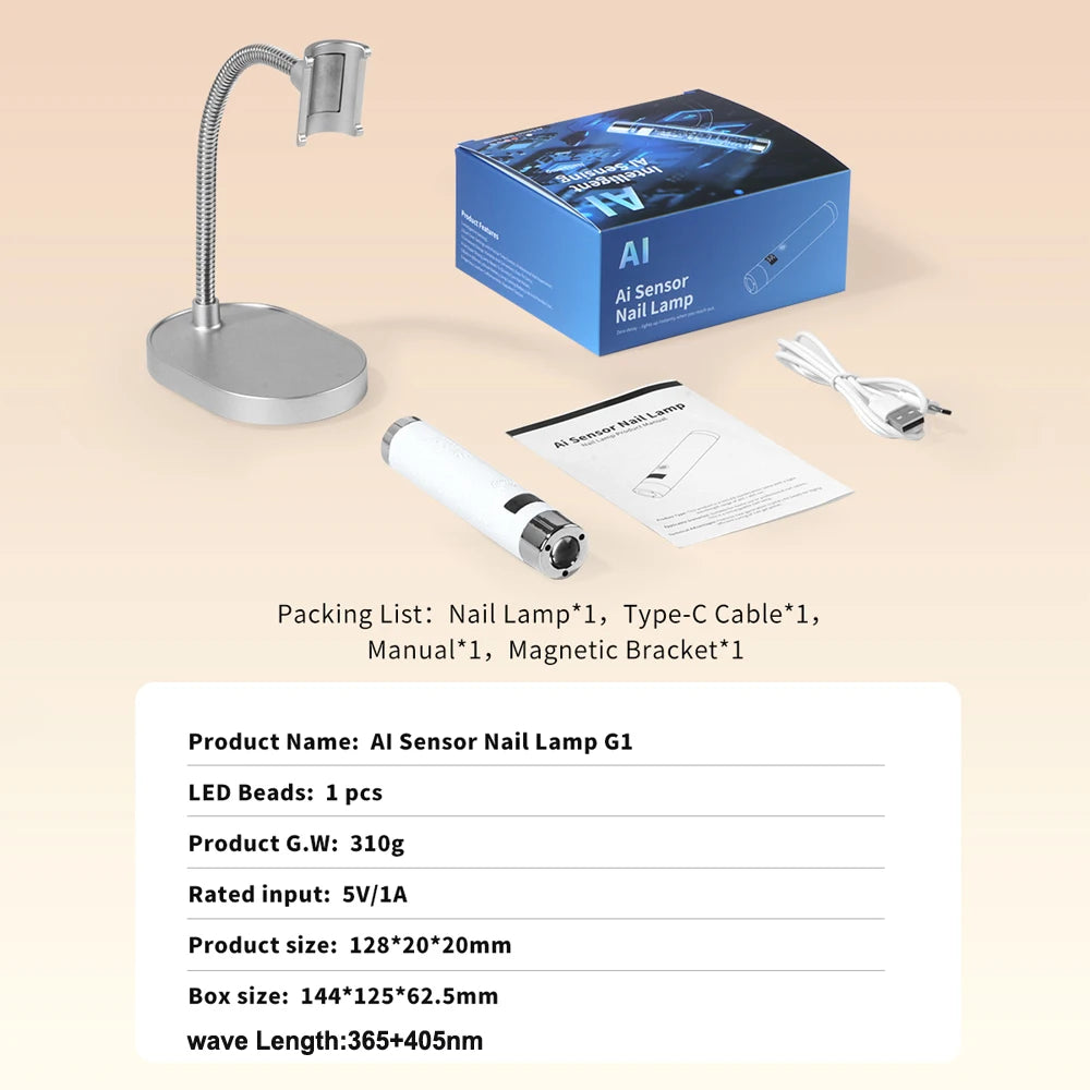 Ai Sensor Nail Lamp – Rechargeable UV LED Mini Nail Dryer