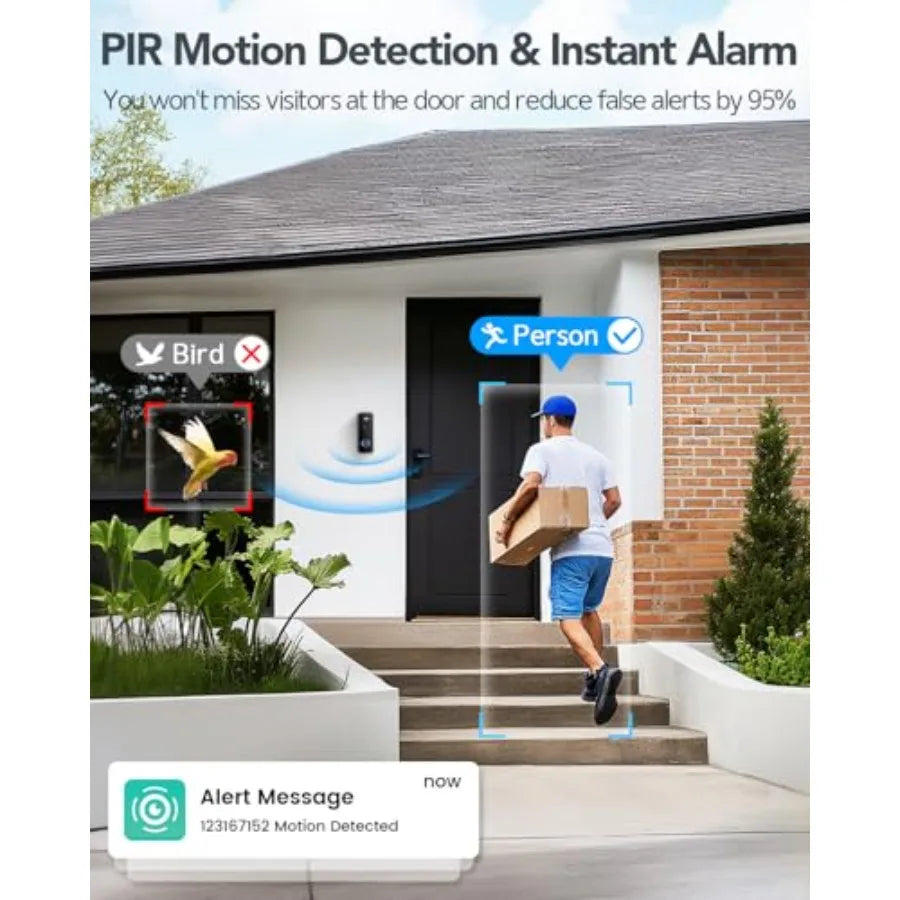 Battery Doorbell with 180° Head-to-Toe Video and Live View