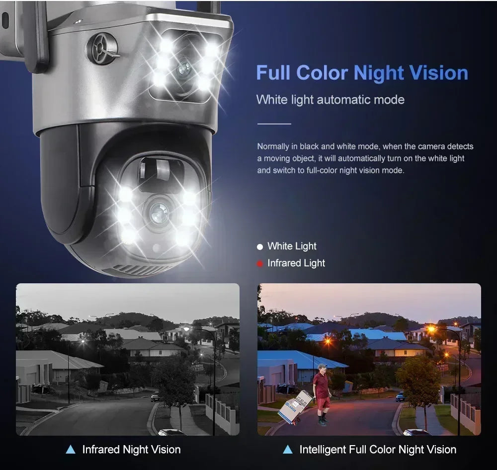 4K 8MP Dual Lens Solar Security Camera Outdoor WiFi 4G Waterproof Night Vision
