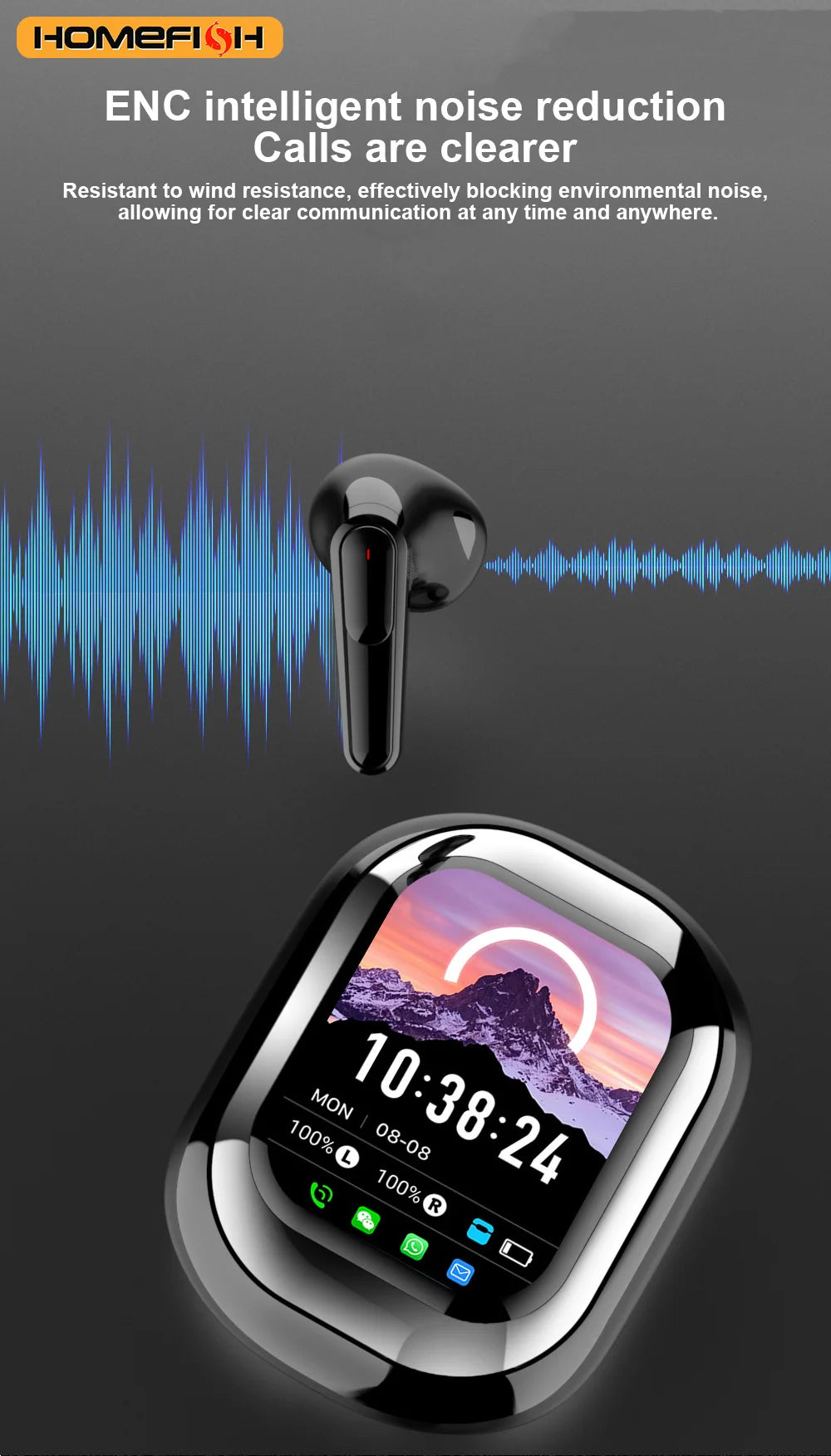 SE-ONE Wireless Earbuds with Touchscreen Case