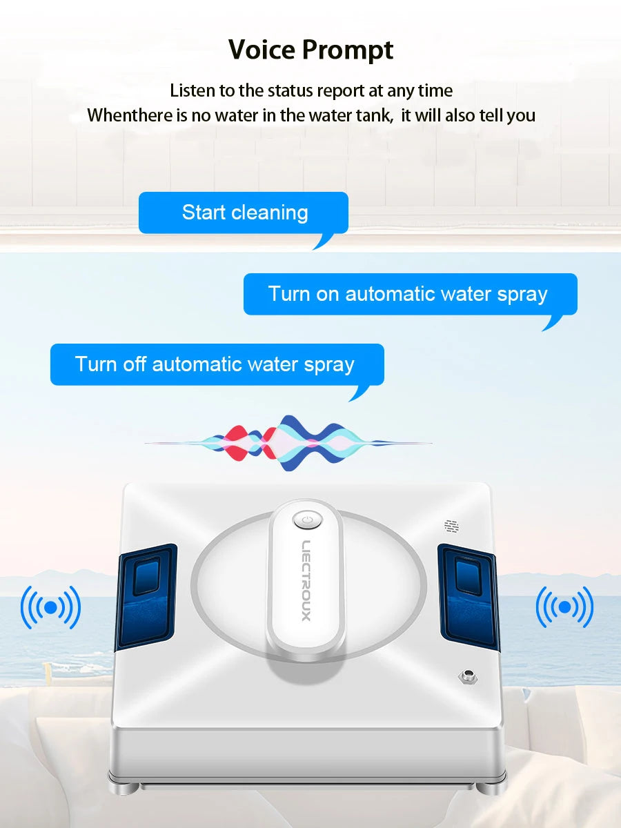 Window Cleaning Robot with Smart Navigation & 4-Way Water Spray