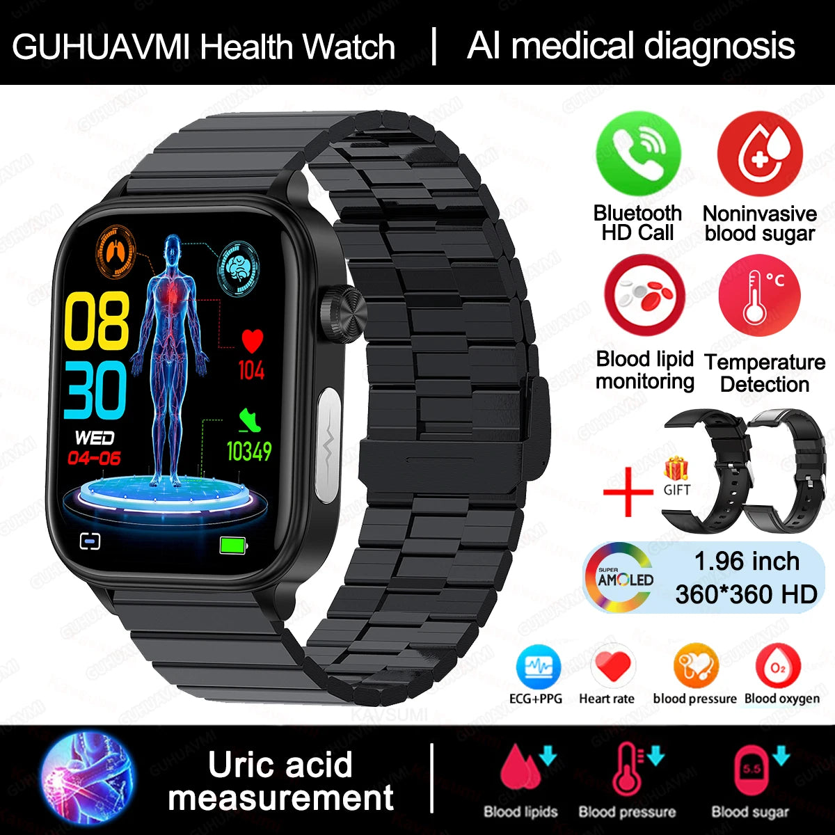 Ceas inteligent cu ecran tactil cu apelare Bluetooth
