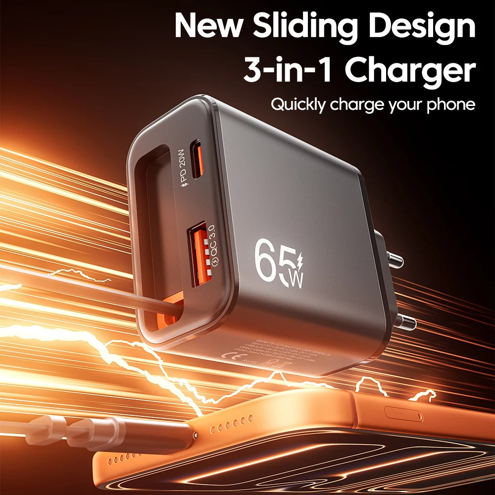Wandladegerät mit ausziehbarem USB-C-Kabel