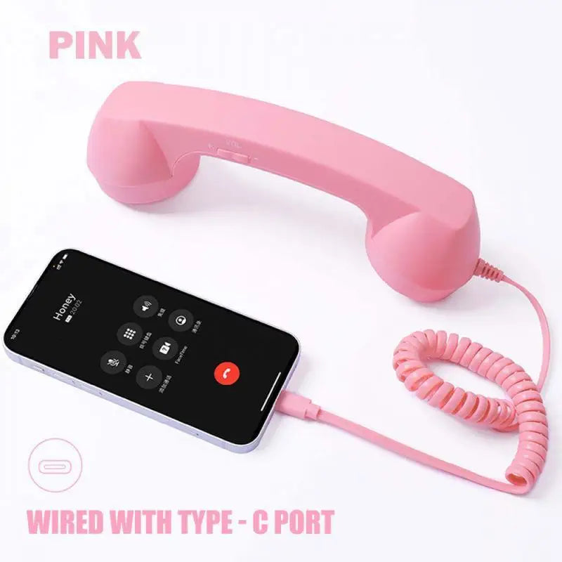 Cuffie cablate con microfono retrò a cornetta telefonica, Type-C, per Android, plug and play, per chat vocali, streaming live e audio