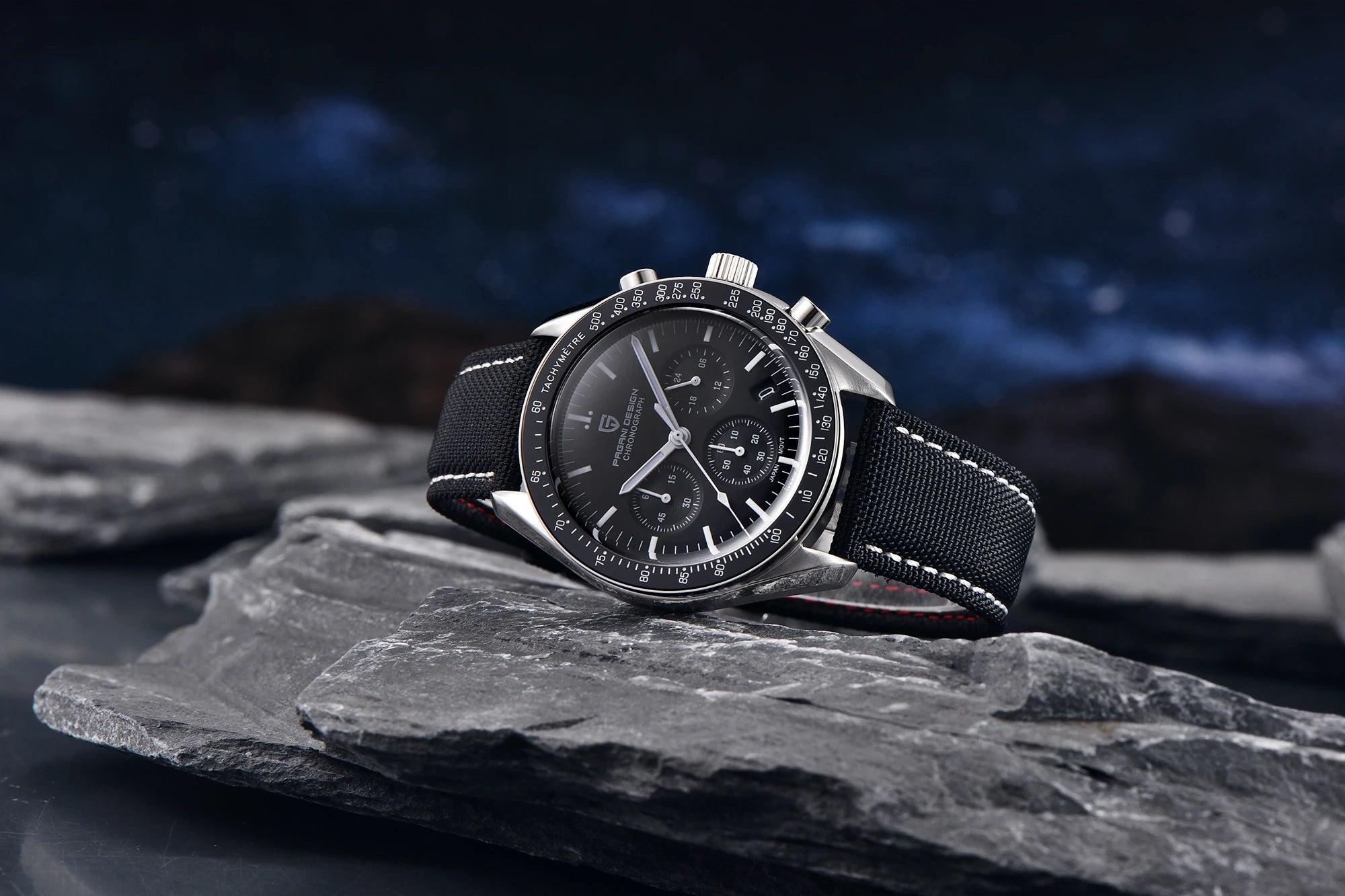 Orologio al quarzo in acciaio Pagani Design PD1701 Moonwatch Cronografo