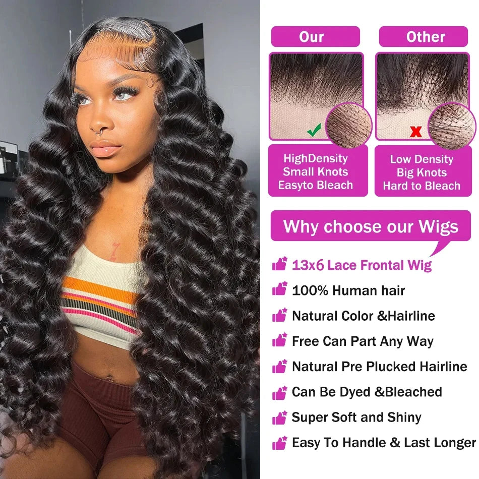 Voľná vlna čipkovaná parochňa z ľudských vlasov, hustota 200