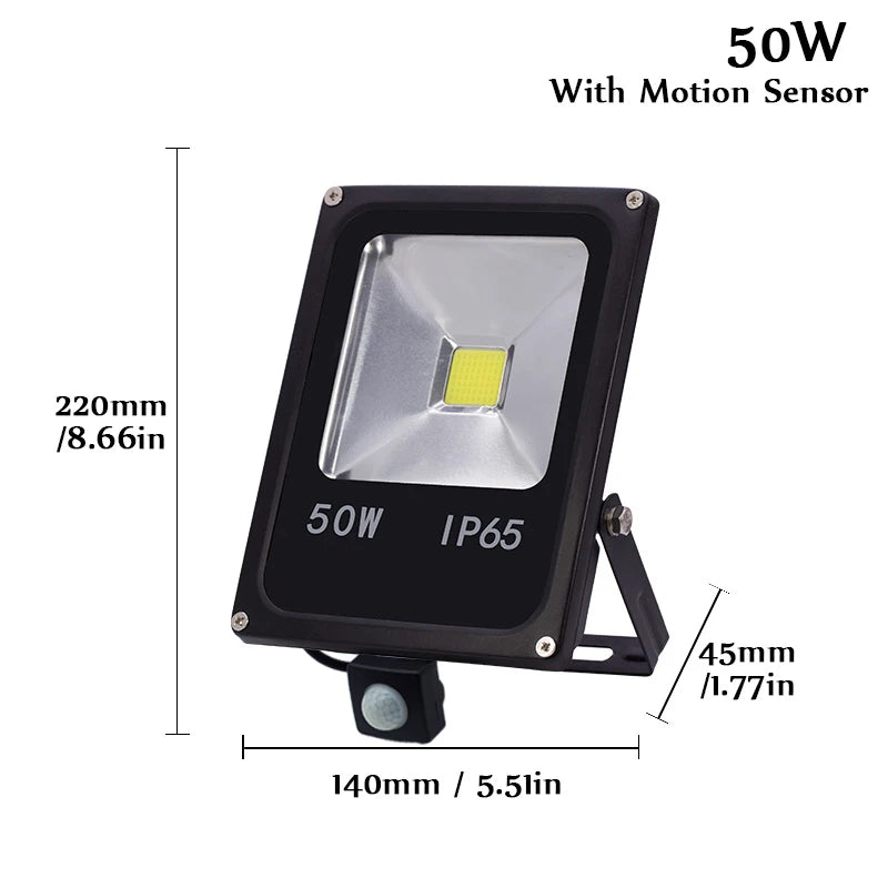 LED Floodlight, 10W–50W, Standard or Motion Sensor Options