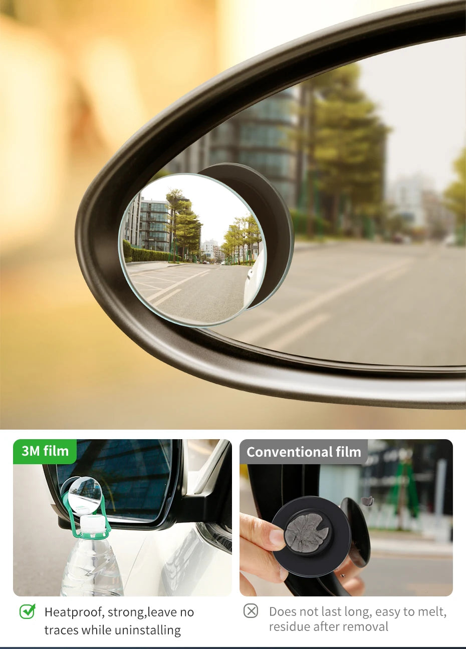 Car Blind Spot Mirror 2pcs 360° Wide Angle HD Convex Glass