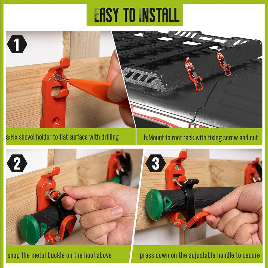 2STÜCK Shovel Halter Für Dachgepäckträger Halter Shovel Halter Halterung Wandmontage Strapazierfähig Orange