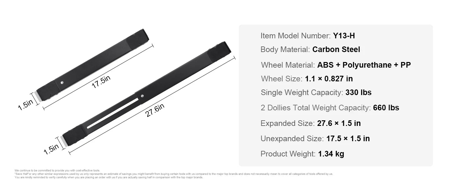 SucceBuy 660 lbs Furniture Dolly Appliances Mobile Base Washing Machine Fridge Stand Movers for Refrigerators Dryers Dishwashers