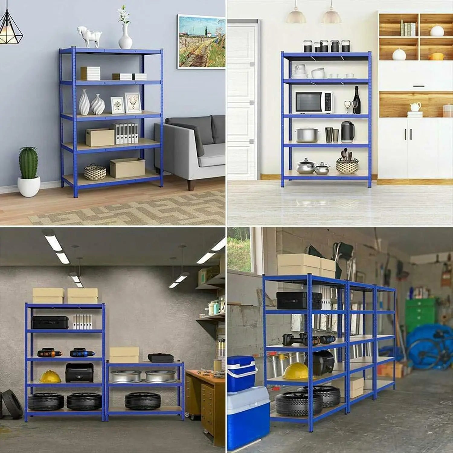 Blue Workshop Organizer Shelf – 5‑Tier Multi‑Purpose Storage Rack