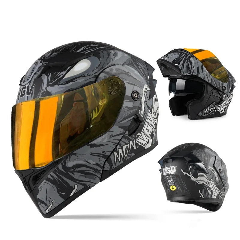 VGV 91 Flip Motorcycle Helmet, Dual-Lens, DOT Certified