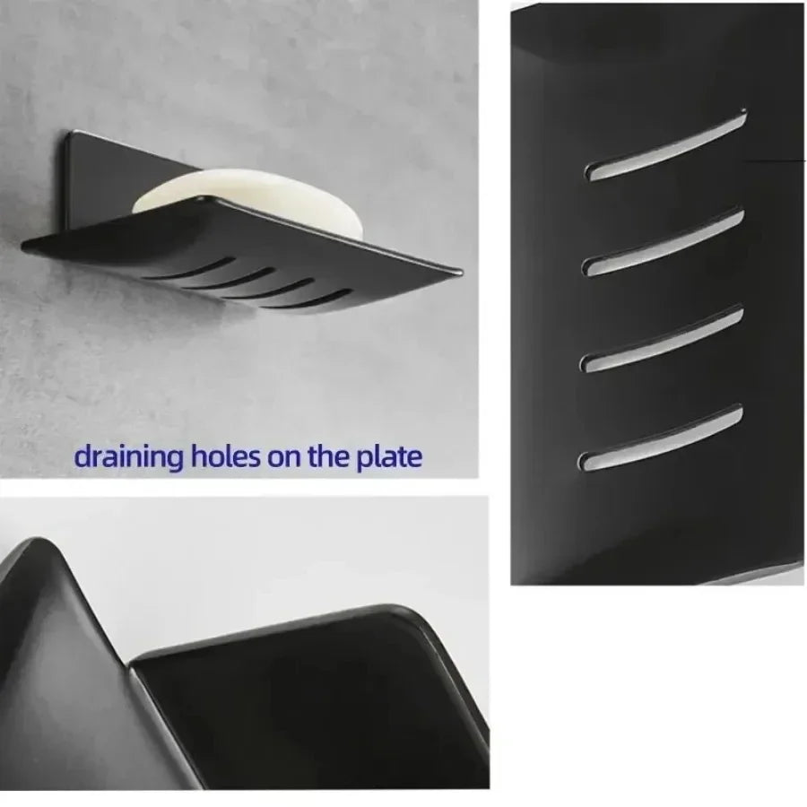 1pc  Black carbon steel soap box, non perforated wall mounted bathroom soap box, bathroom soap holder, soap storage rack 