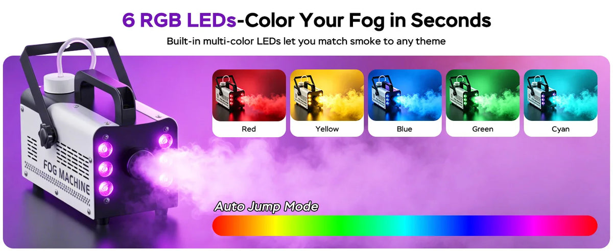 Macchina Fumo RGB 400W a 6 LED con Telecomando