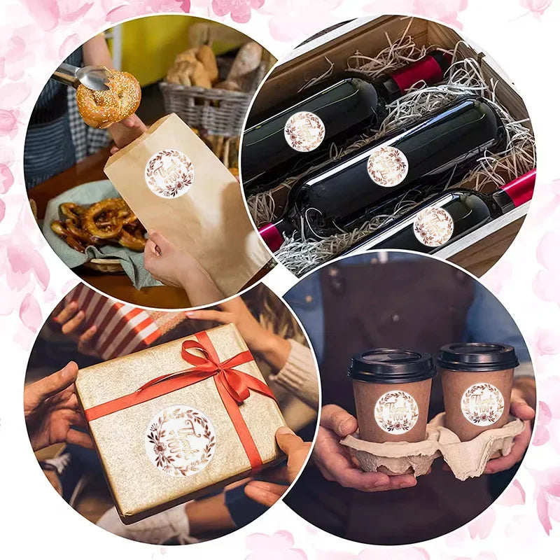 500pcs Monogrammed Floral Thank You Stickers