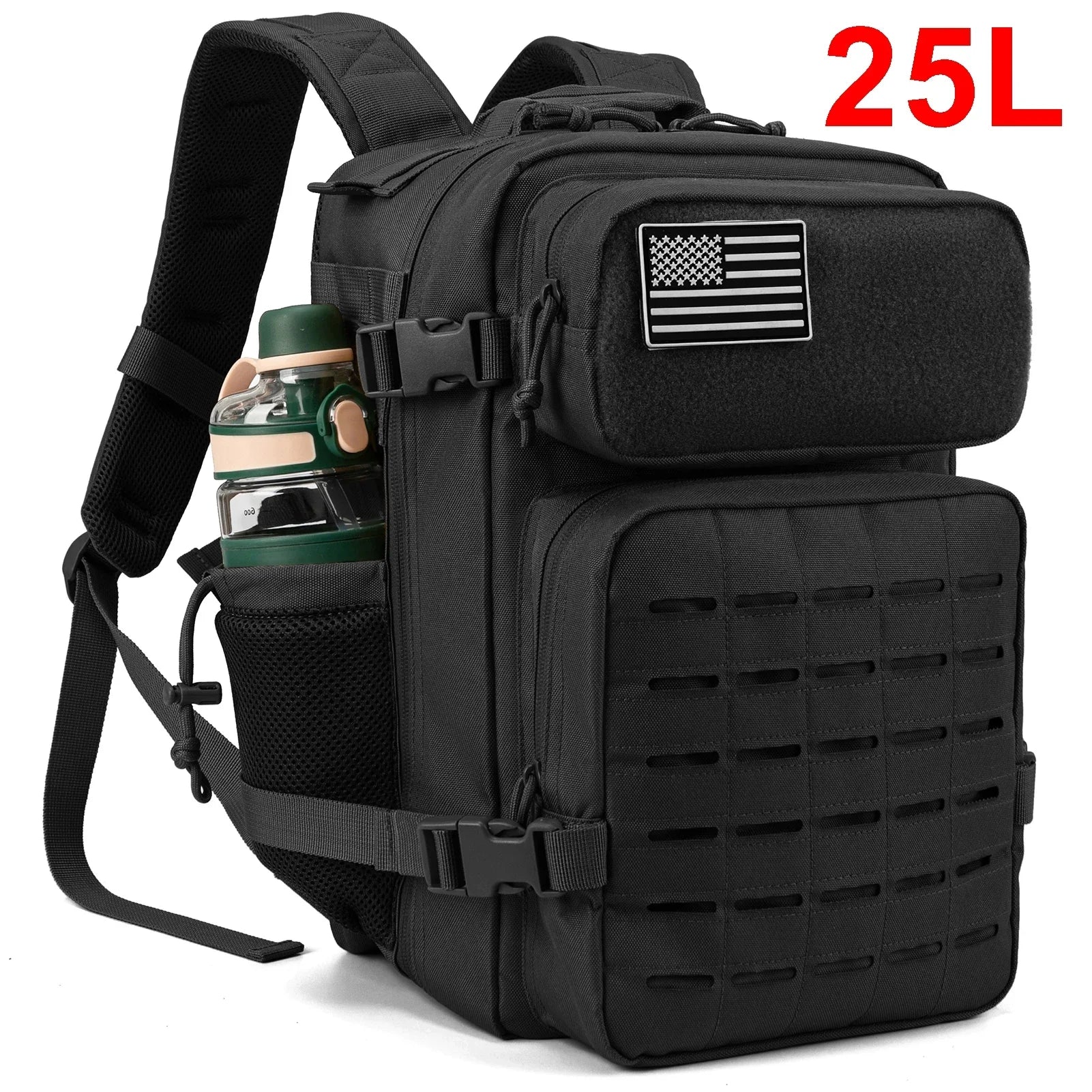 25L/45L Tactical Backpack for Men and Women Outdoor Survival Bug Out Bag Small School Rucksack Hking with Bottle Holder 