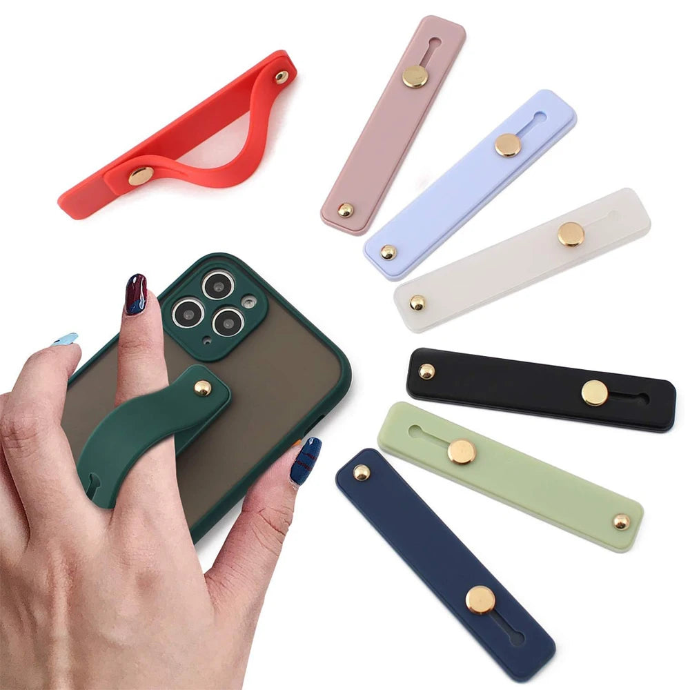 Wrist Band Hand Band Finger Grip Mobile Phone Holder Stand Push Pull Universal Plain Color Phone Socket Holder for iPhone Xiaomi 
