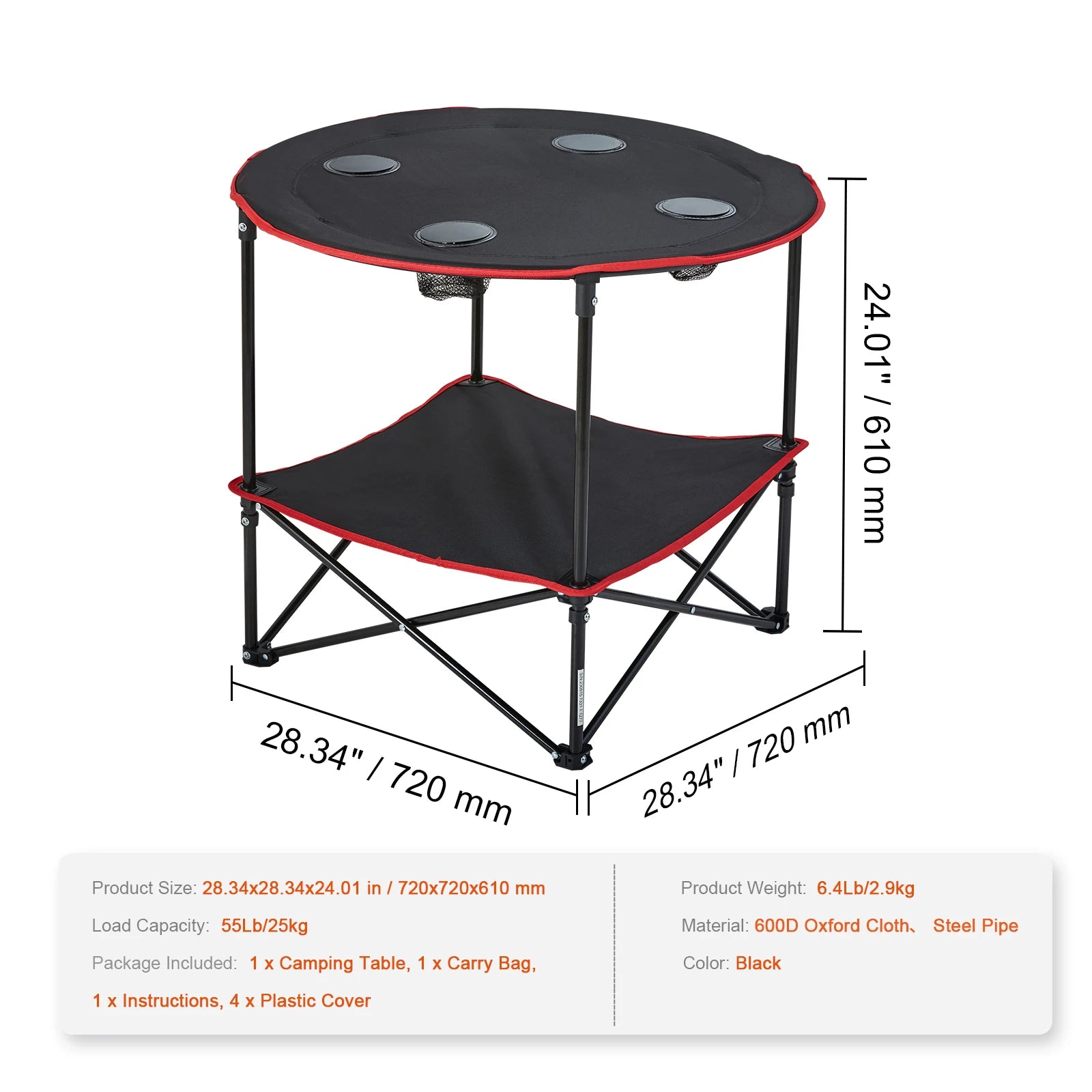Folding Camping Table with Storage Shelf Lightweight 3.1lb Outdoor Table