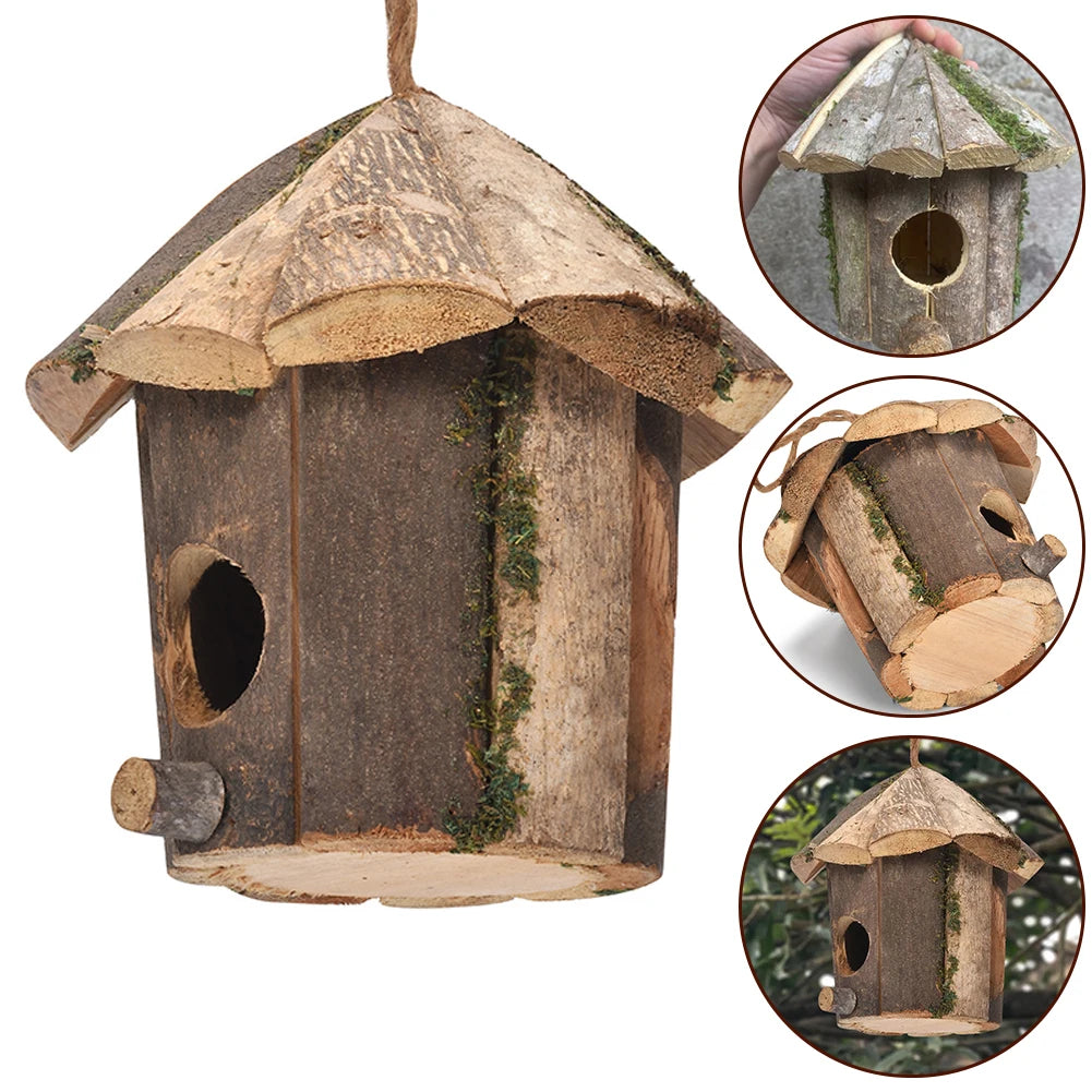 Hölzernes Vogelhaus zum Aufhängen, ca. 16cm