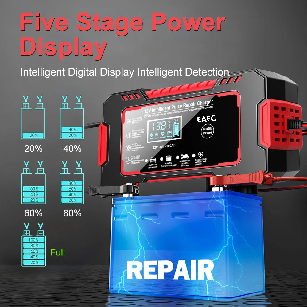 12 V 6 A Lead-Acid Battery Charger with LCD