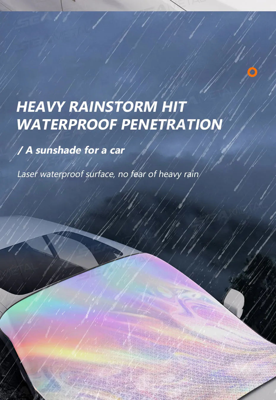 SEAMETAL Full-Coverage Car Sun Shade Outdoor Waterproof Windproof Windshield Sunshade Cover UV-Reflection Sun Protection Cover