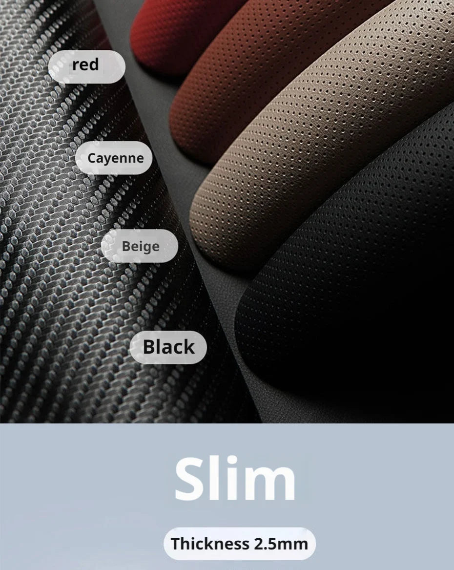 SEAMETAL 3Pcs Universal Car Steering Wheel Cover Premium Leather Ultra-Slim Fit Non-slip Flexible Collocation Protection Cover