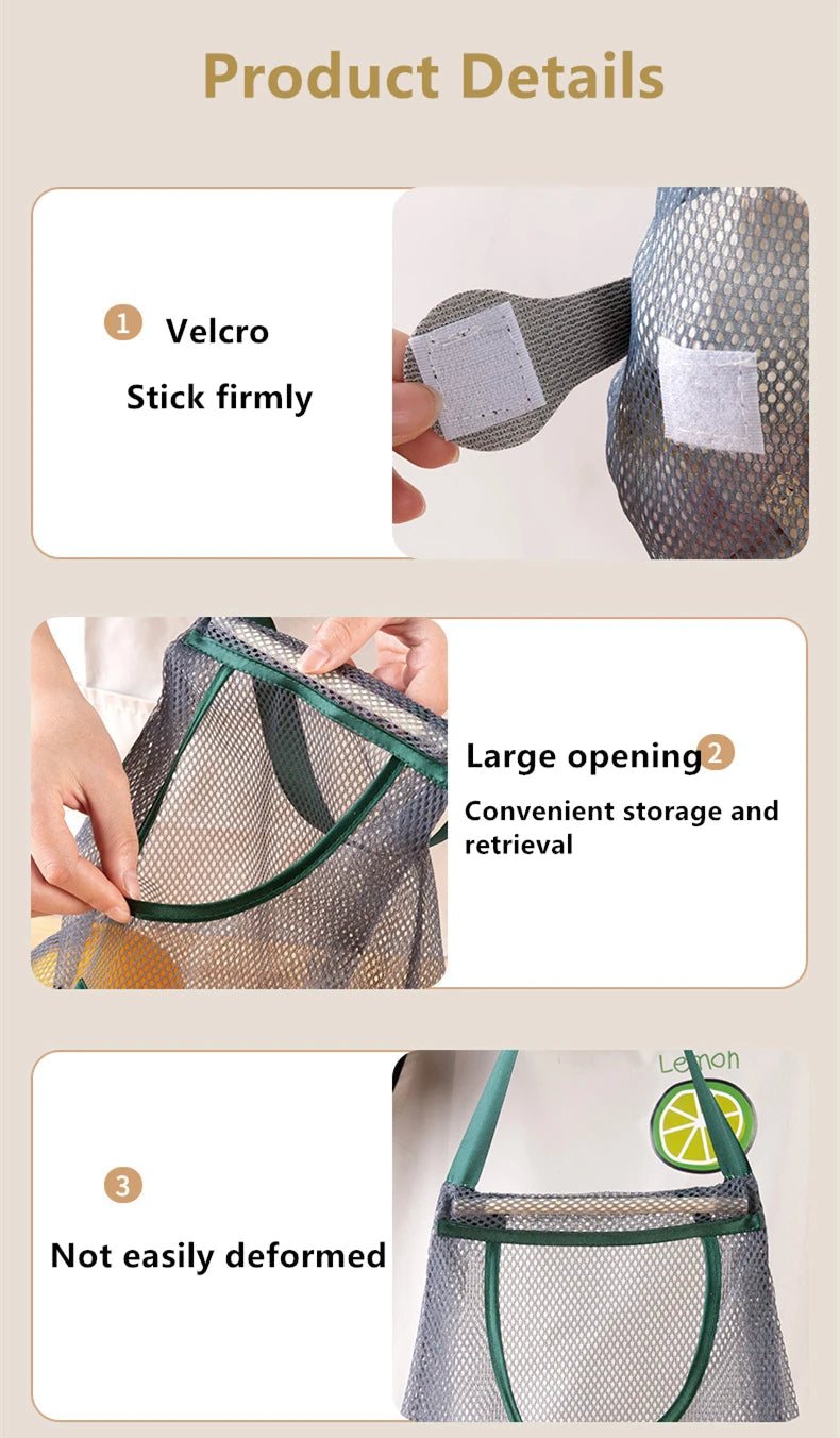 Reusable Storage Bags Kitchen Hanging Mesh Bag Home Fruit And Vegetable Storage Net Bag For Ginger Garlic Potatoes Onions 