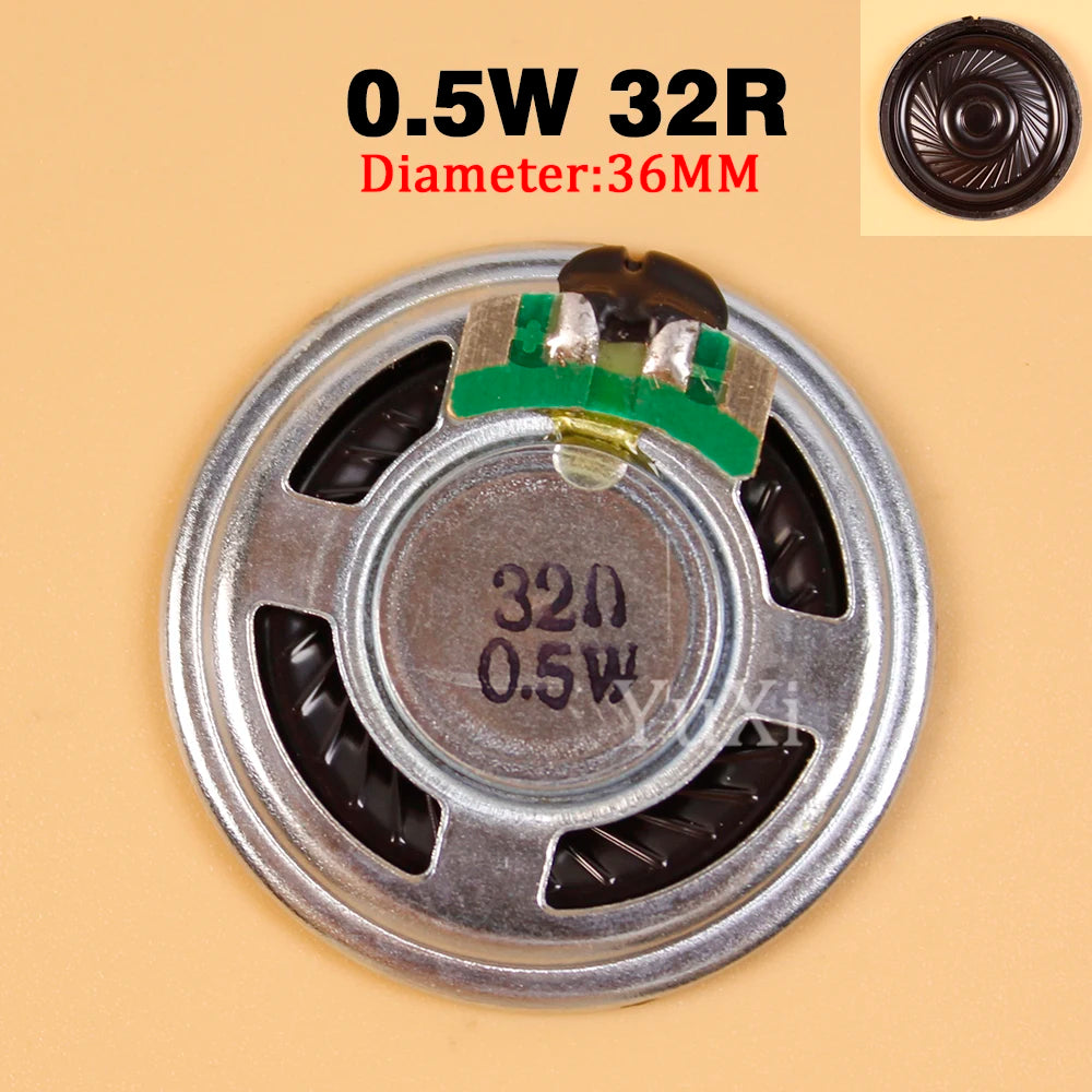 32 Ohm 0.5 W Mini Speaker, Size and Wiring Options