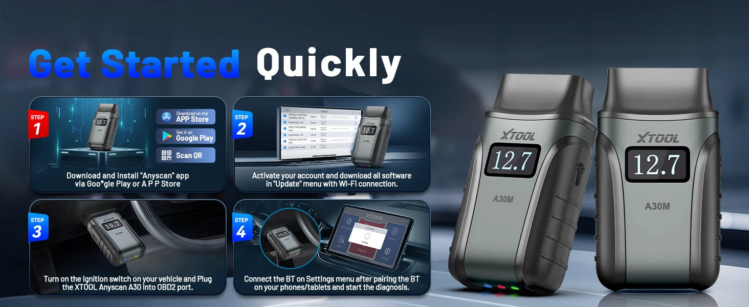 XTOOL A30M OBD2 Scanner Bluetooth Diagnostic Tool