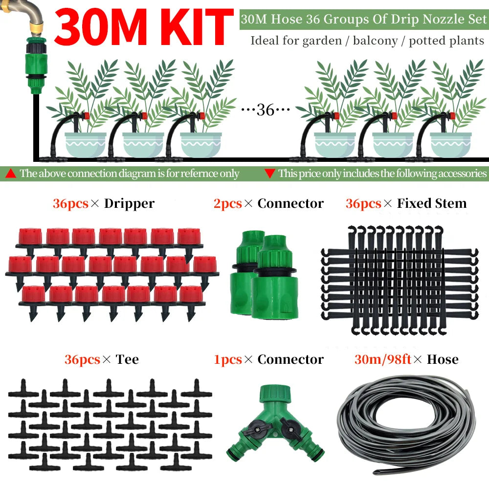 Adjustable Drip Irrigation Kit for Gardens | 15–30m Options