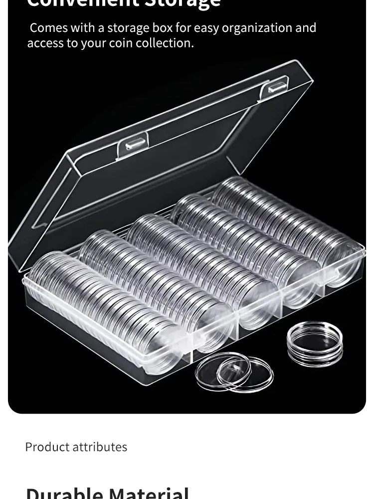 Coin Capsules Round Plastic Coin Collection Box Coin Storage Box Coin Protection Box Christmas, Halloween, Thanksgiving Gift