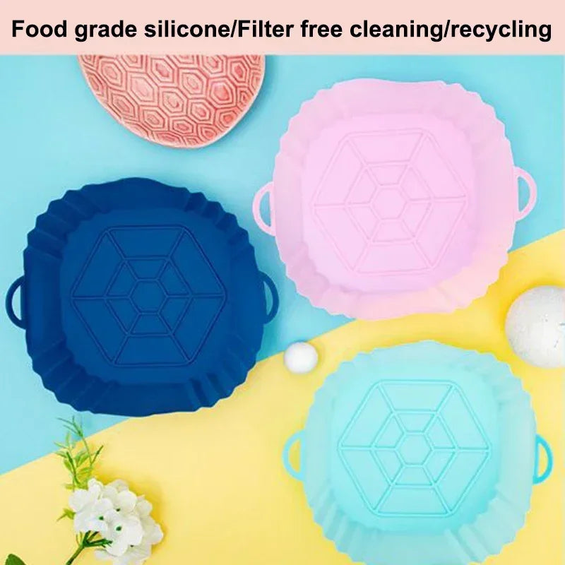 Silicone Air Fryer Basket Liner, Round Square Reusable Pan Liner