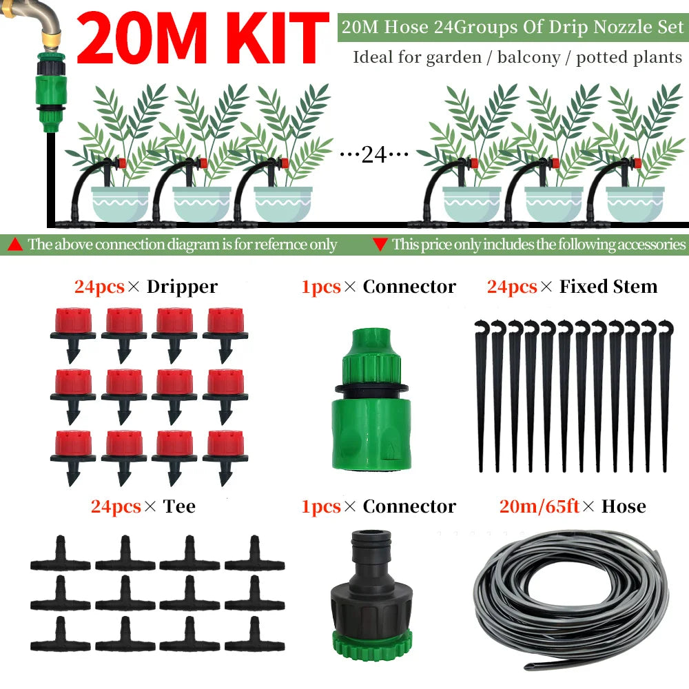 Adjustable Drip Irrigation Kit for Gardens | 15–30m Options