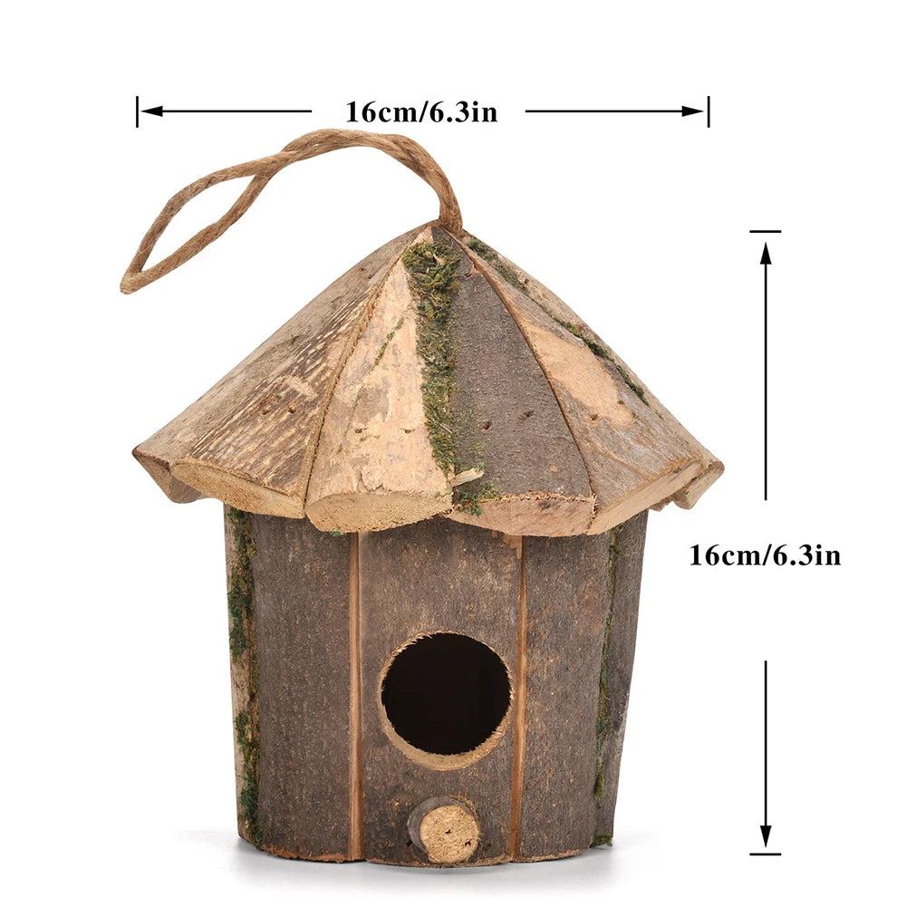 Hölzernes Vogelhaus zum Aufhängen, ca. 16cm