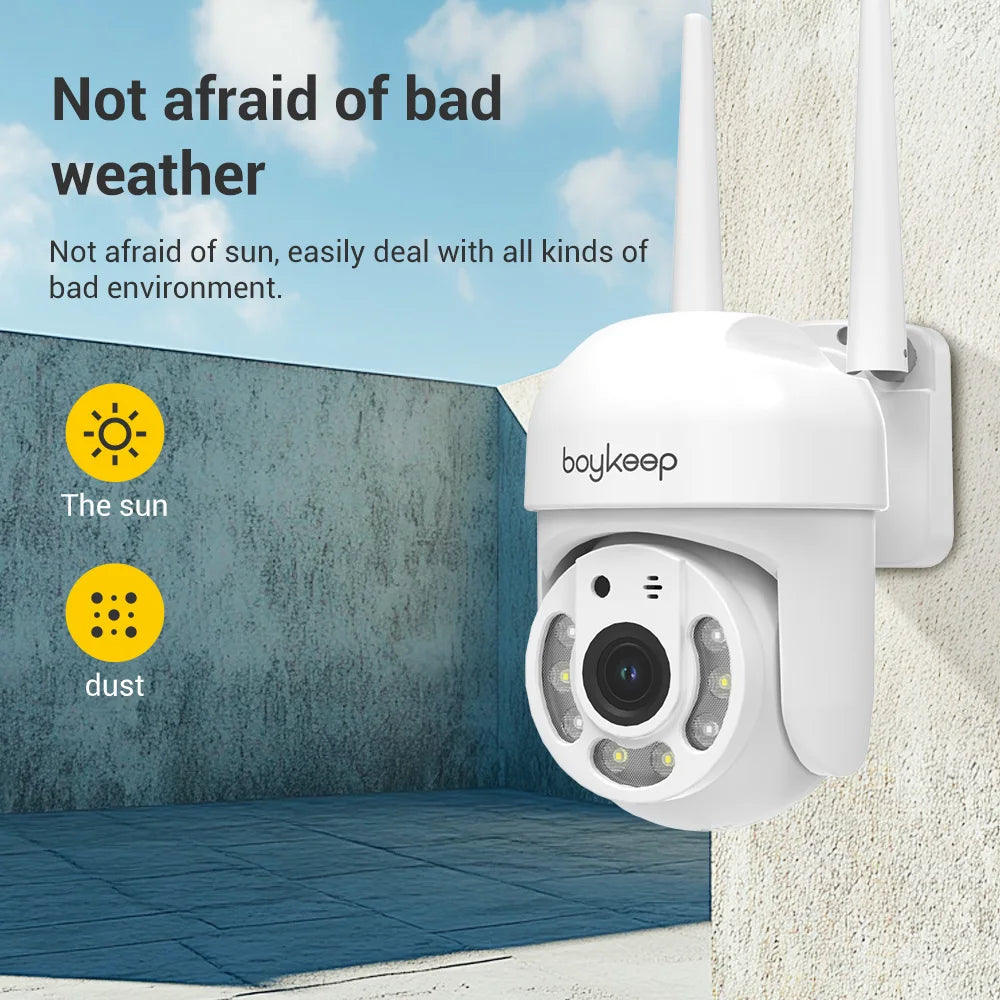 BoyKeep 3MP 2.4GHz WiFi Outdoor Home Security IP Smart Monitor Video Surveillance Camera Full Color Night Vision 