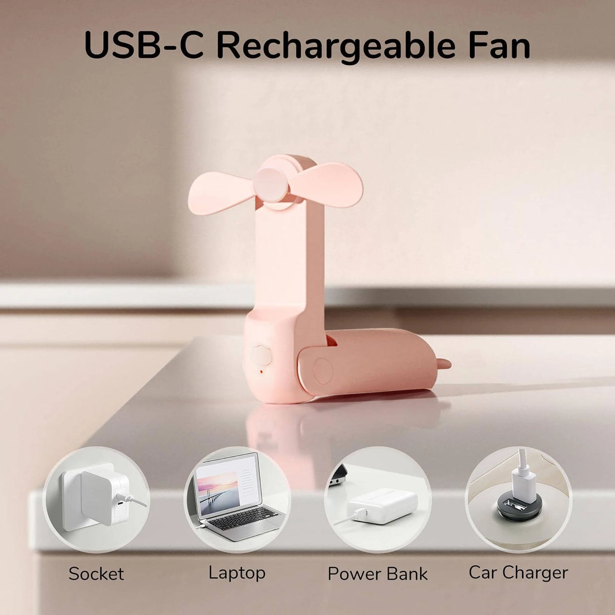 Foldable USB Rechargeable Handheld Mini Fan