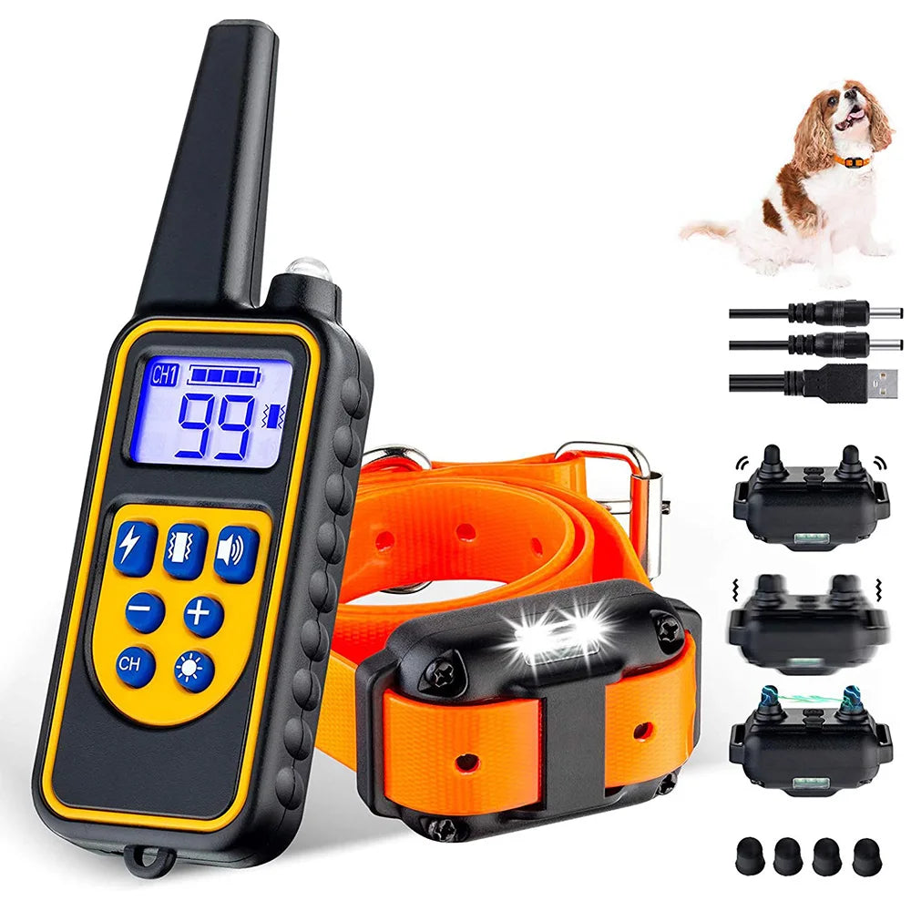 Electric Pet Dog Training Collar Shock Training Collar Electronic Remote Control Waterproof Rechargeable 