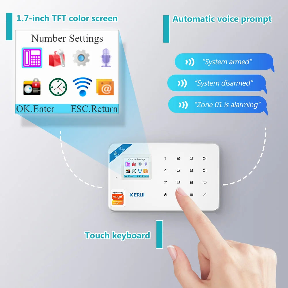 KERUI W181 Wireless WIFI Alarm System Door Sensor Phone APP Remote Control Smart Home Burglar Security Alarm Works with Tuya