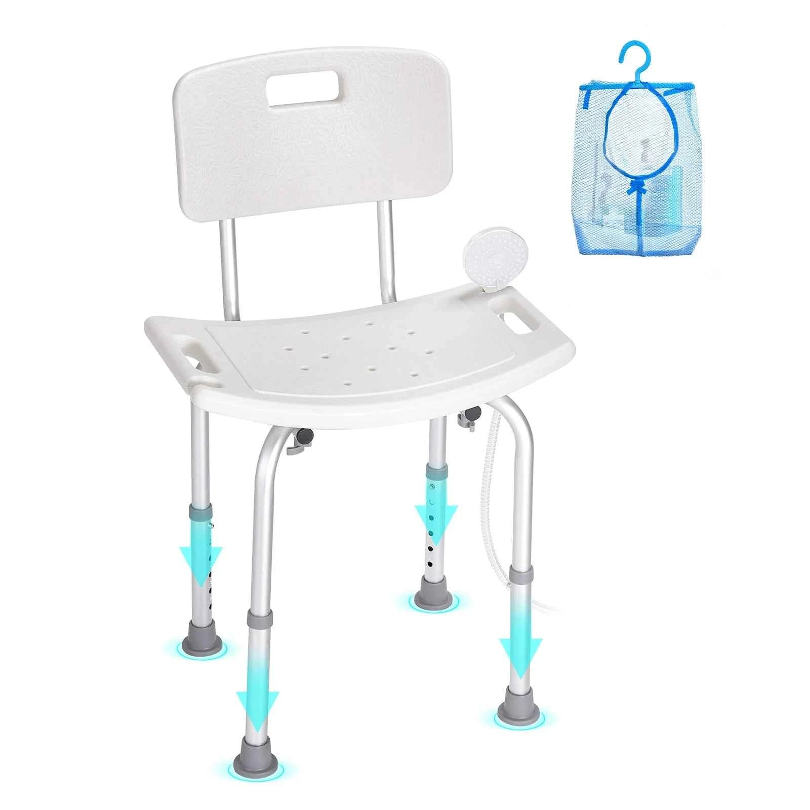 VEVOR Shower Chair Shower Seat with Back Adjustable Height Shower Stool Shower Chair for Inside Shower Bathtub Non-slip Chair