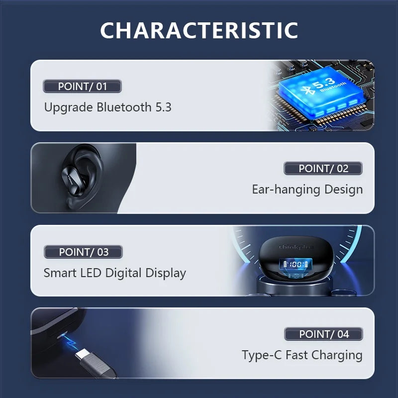 Original Lenovo LP75 TWS Bluetooth V5.3 Headphones Wireless LED Digital Display Earphones Noise Reduction Waterproof Headset New 