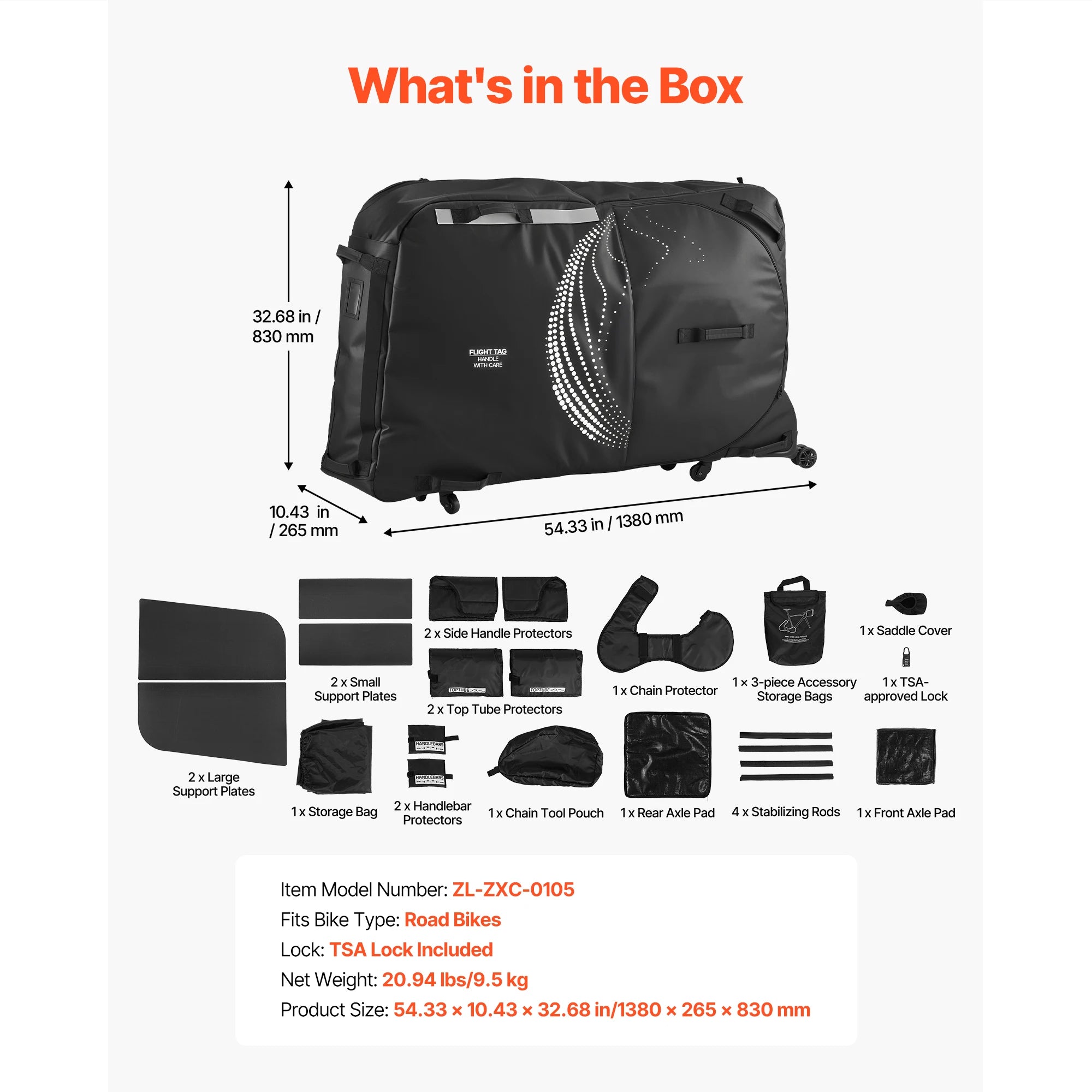 SucceBuy Bike Travel Bag Transport Universal Bicycle Storage Case Bag with Fork Mount Stabilisation fit Max. Wheelbase 51in