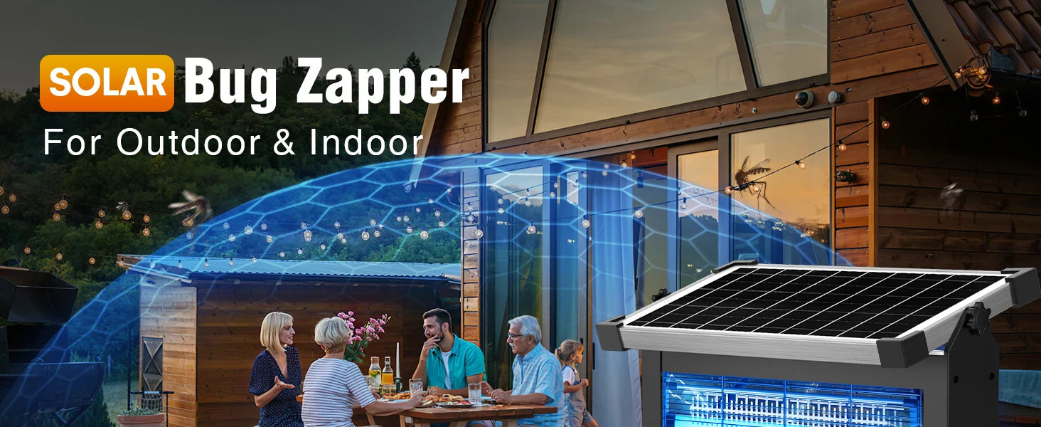 Solar Bug Zapper Outdoor 4500V Mosquito Killer with Auto Sensor