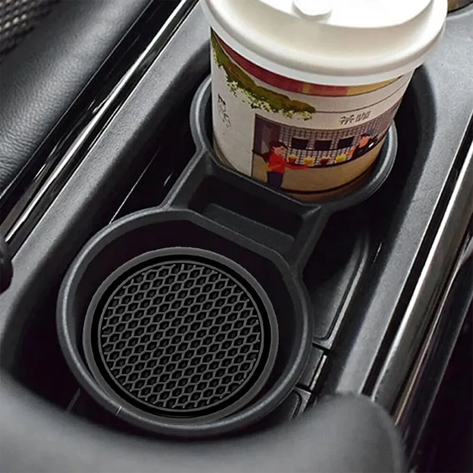SEAMETAL 2Pcs Car Cup Coasters 7cm Universal Anti-Slip Cup Holder Mat Soft TPU Waterproof Auto Bottle Holder Insert Pads