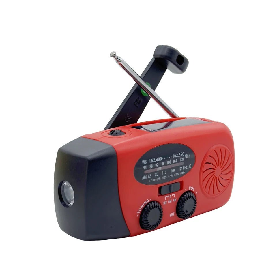 Portable Solar and Hand-Crank Radio with Light