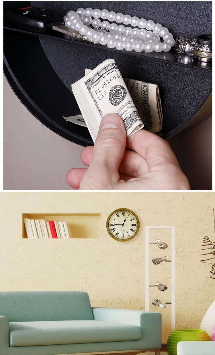 Horloge murale cachée avec coffre-fort et rangement secret pour argent liquide et objets de valeur